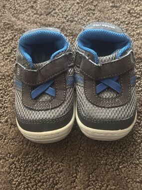 Stride Rite Gray and Blue Mesh Velcro Toddler Sneakers